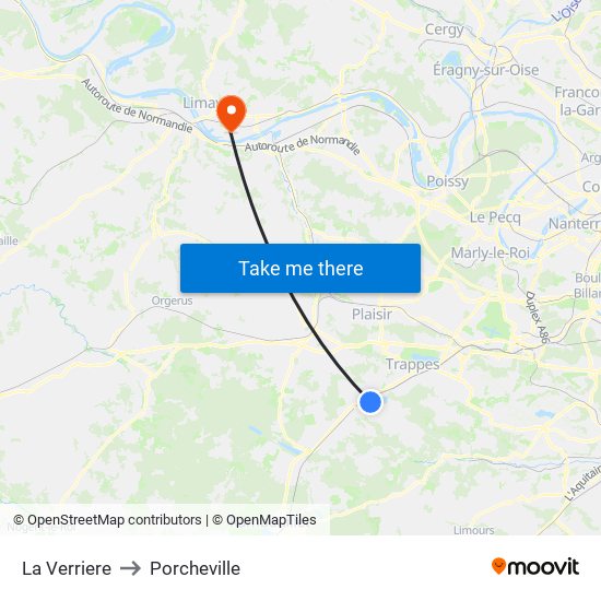 La Verriere to Porcheville map