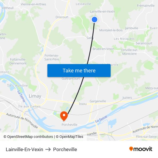 Lainville-En-Vexin to Porcheville map
