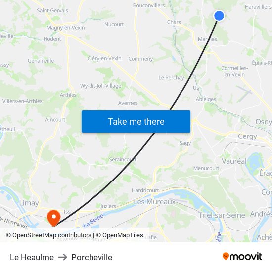 Le Heaulme to Porcheville map