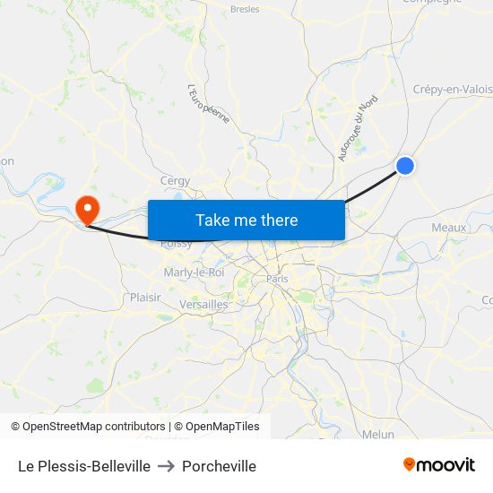 Le Plessis-Belleville to Porcheville map