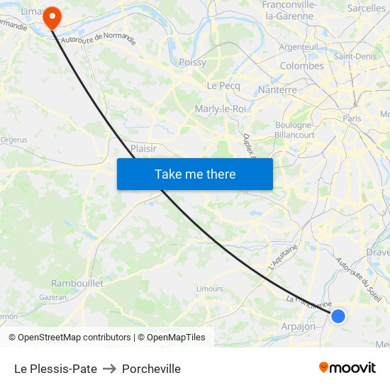 Le Plessis-Pate to Porcheville map