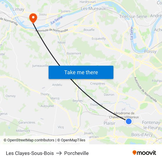 Les Clayes-Sous-Bois to Porcheville map