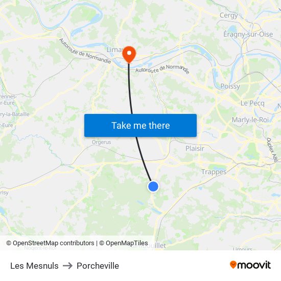 Les Mesnuls to Porcheville map