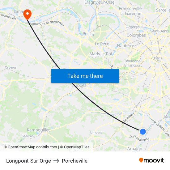 Longpont-Sur-Orge to Porcheville map