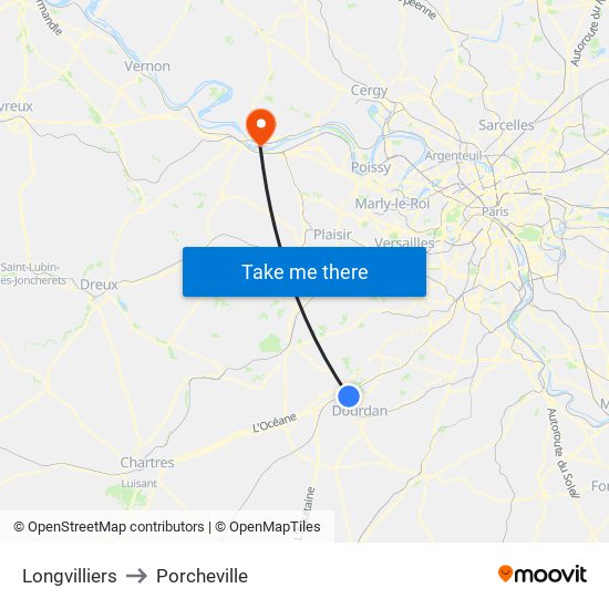 Longvilliers to Porcheville map