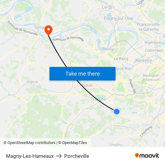Magny-Les-Hameaux to Porcheville map