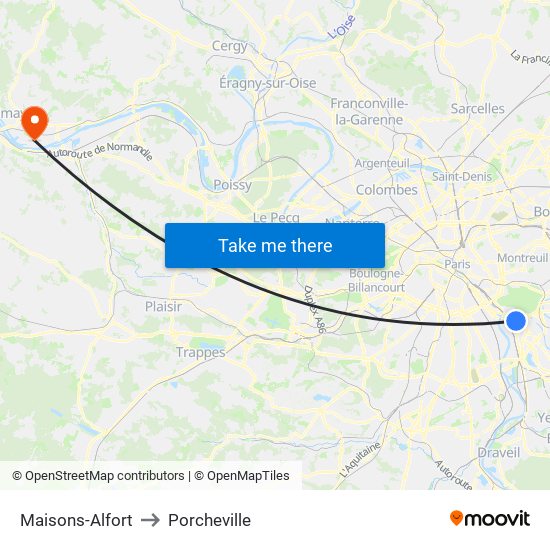 Maisons-Alfort to Porcheville map