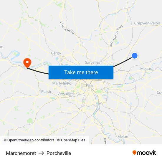 Marchemoret to Porcheville map
