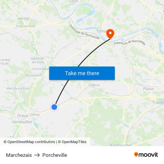 Marchezais to Porcheville map