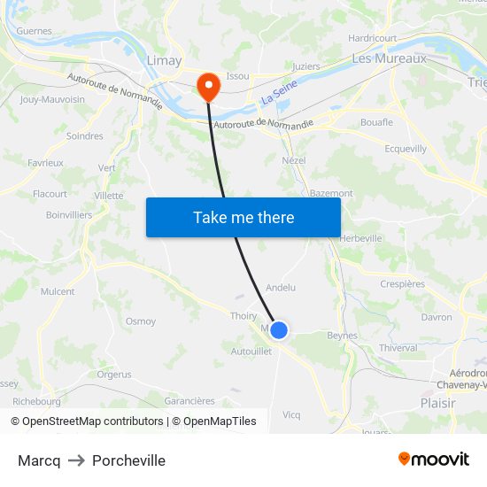 Marcq to Porcheville map