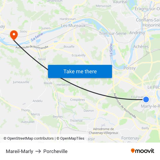 Mareil-Marly to Porcheville map