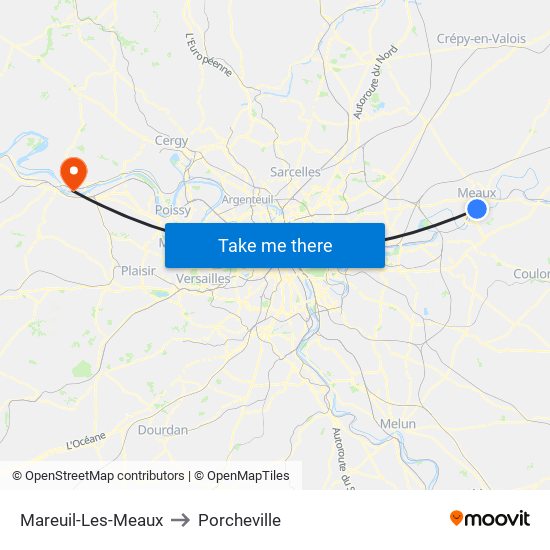 Mareuil-Les-Meaux to Porcheville map