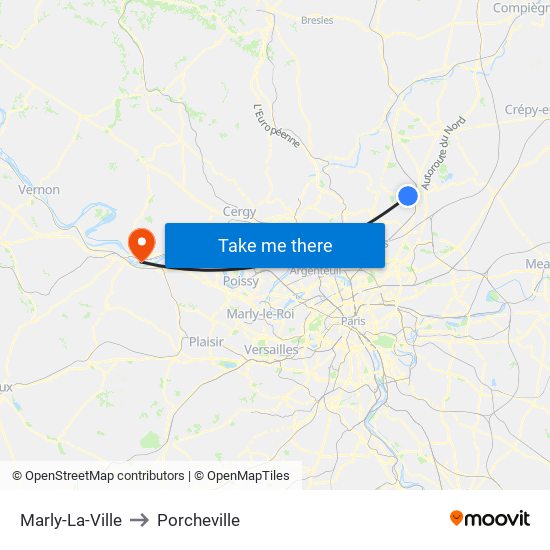 Marly-La-Ville to Porcheville map