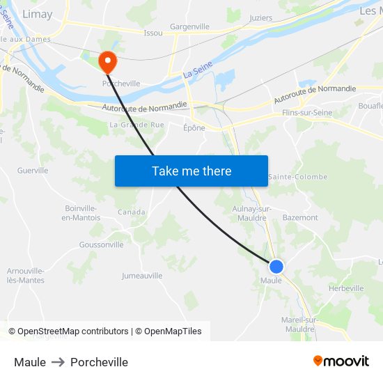 Maule to Porcheville map