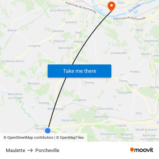 Maulette to Porcheville map