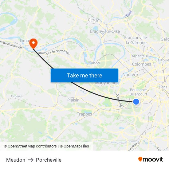 Meudon to Porcheville map