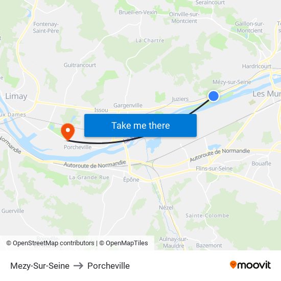 Mezy-Sur-Seine to Porcheville map