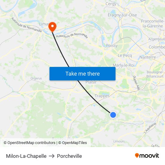 Milon-La-Chapelle to Porcheville map
