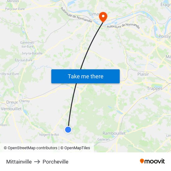Mittainville to Porcheville map