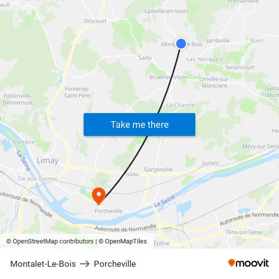 Montalet-Le-Bois to Porcheville map