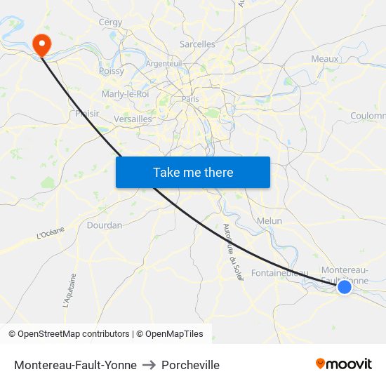 Montereau-Fault-Yonne to Porcheville map