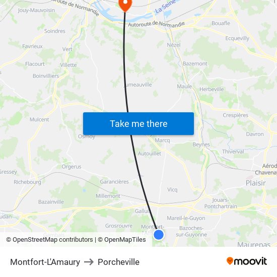 Montfort-L'Amaury to Porcheville map