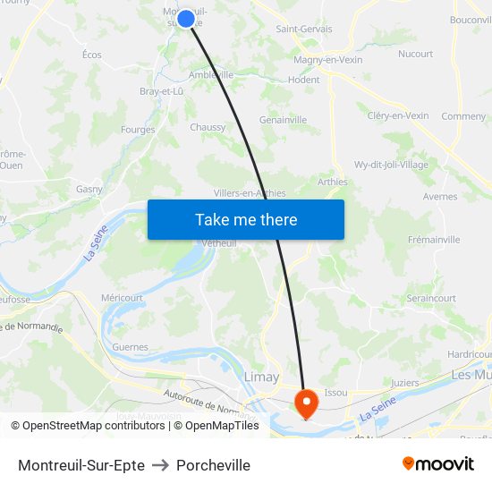 Montreuil-Sur-Epte to Porcheville map