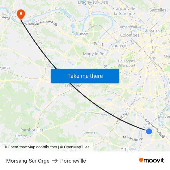 Morsang-Sur-Orge to Porcheville map