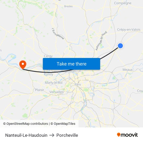 Nanteuil-Le-Haudouin to Porcheville map