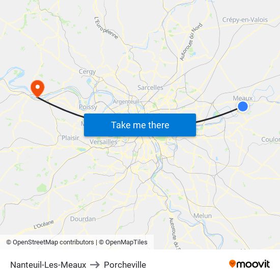 Nanteuil-Les-Meaux to Porcheville map