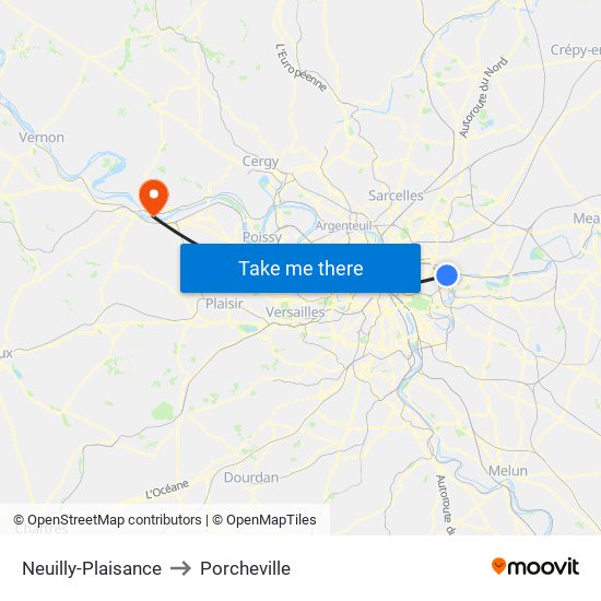 Neuilly-Plaisance to Porcheville map
