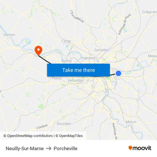 Neuilly-Sur-Marne to Porcheville map