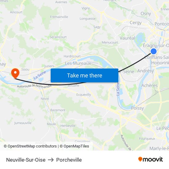 Neuville-Sur-Oise to Porcheville map