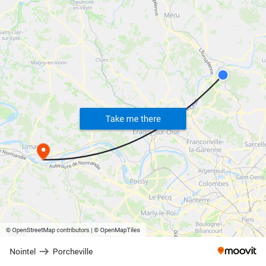 Nointel to Porcheville map