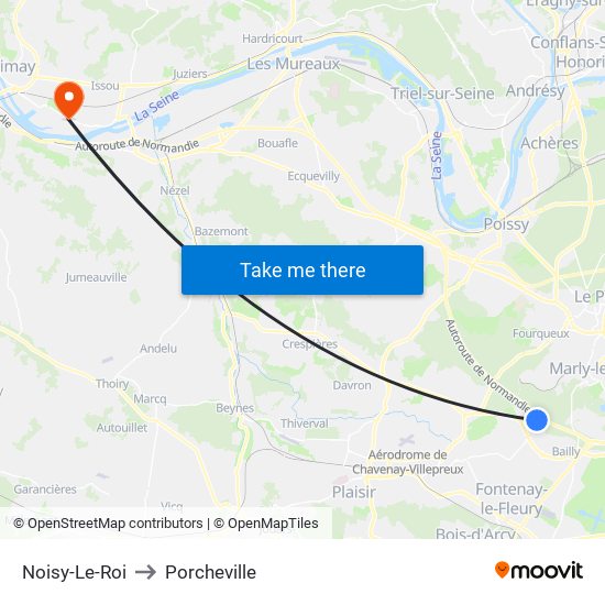 Noisy-Le-Roi to Porcheville map