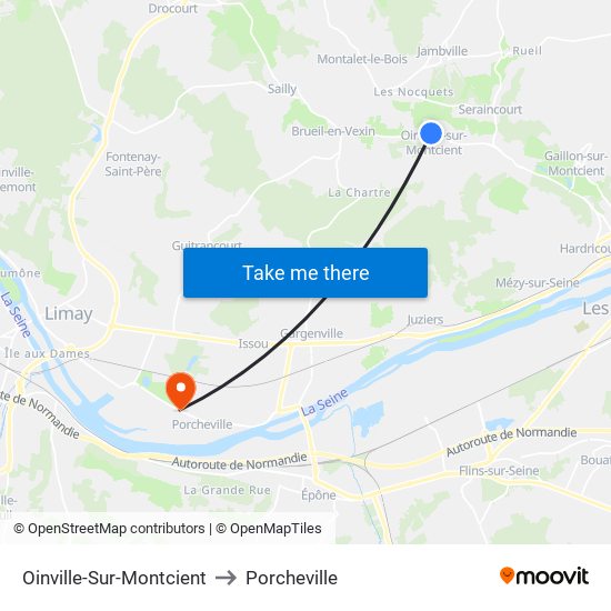Oinville-Sur-Montcient to Porcheville map