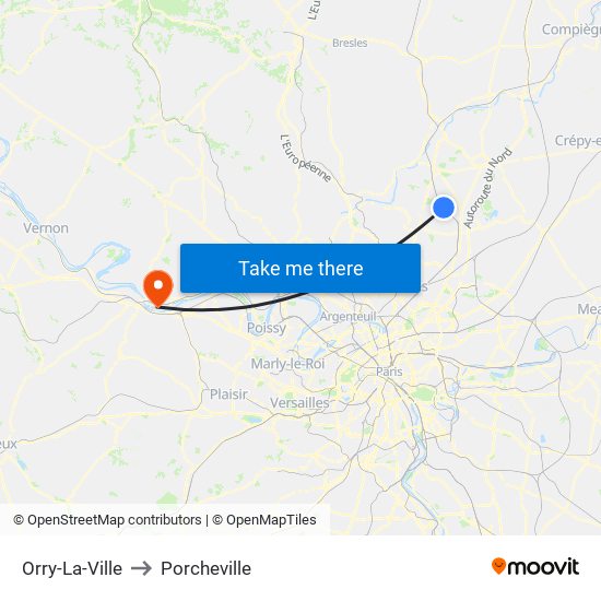Orry-La-Ville to Porcheville map