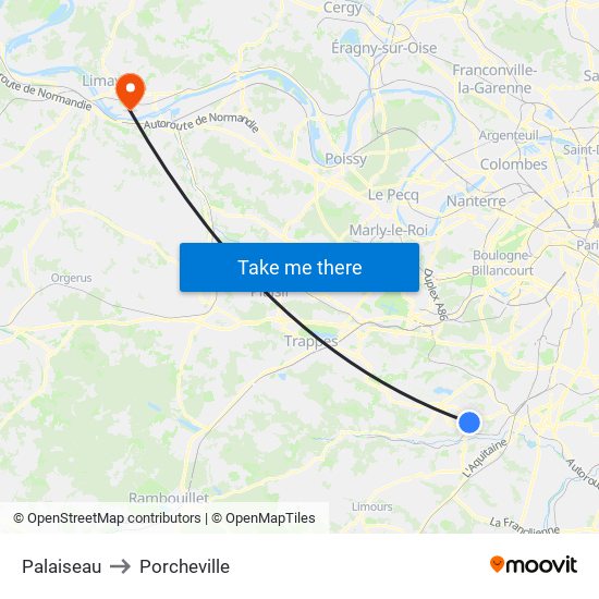 Palaiseau to Porcheville map