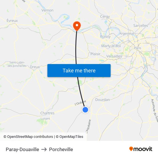 Paray-Douaville to Porcheville map