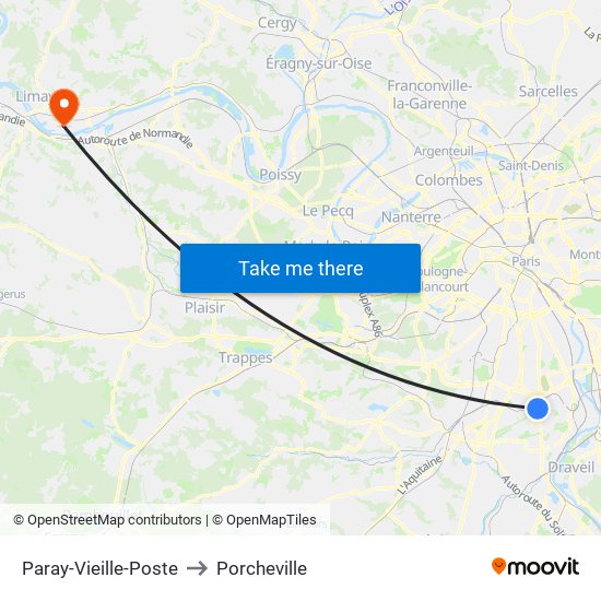 Paray-Vieille-Poste to Porcheville map