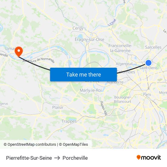 Pierrefitte-Sur-Seine to Porcheville map