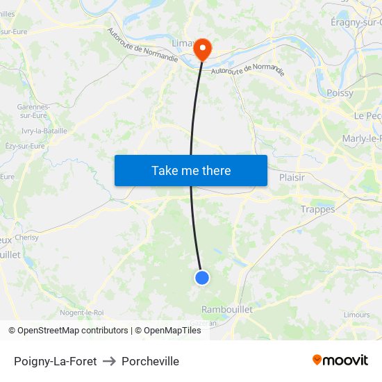 Poigny-La-Foret to Porcheville map