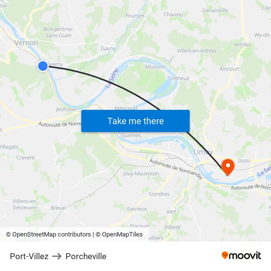 Port-Villez to Porcheville map