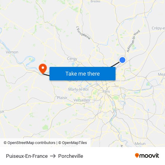 Puiseux-En-France to Porcheville map