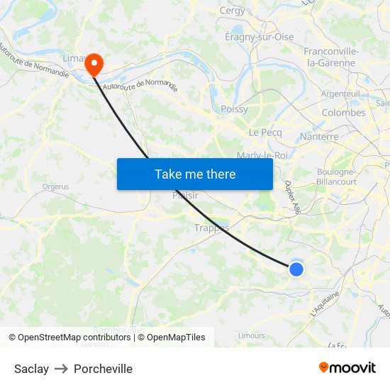 Saclay to Porcheville map