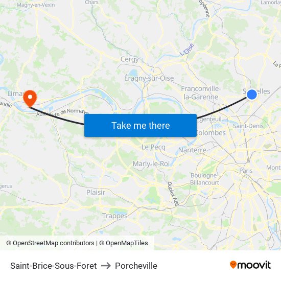 Saint-Brice-Sous-Foret to Porcheville map