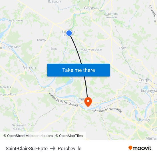 Saint-Clair-Sur-Epte to Porcheville map
