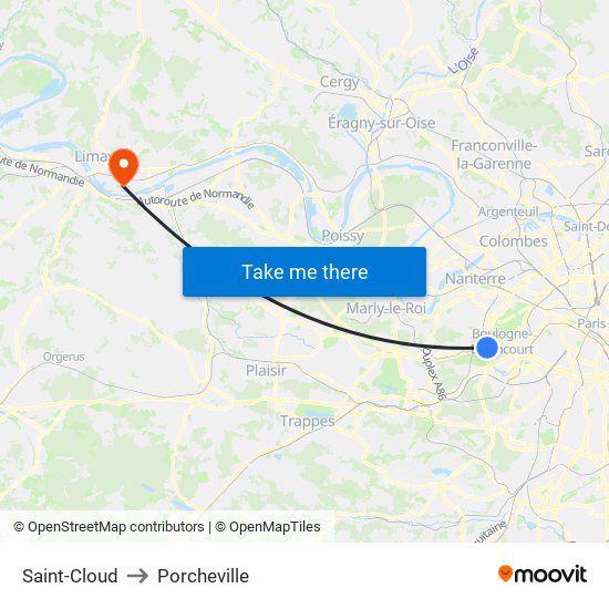 Saint-Cloud to Porcheville map
