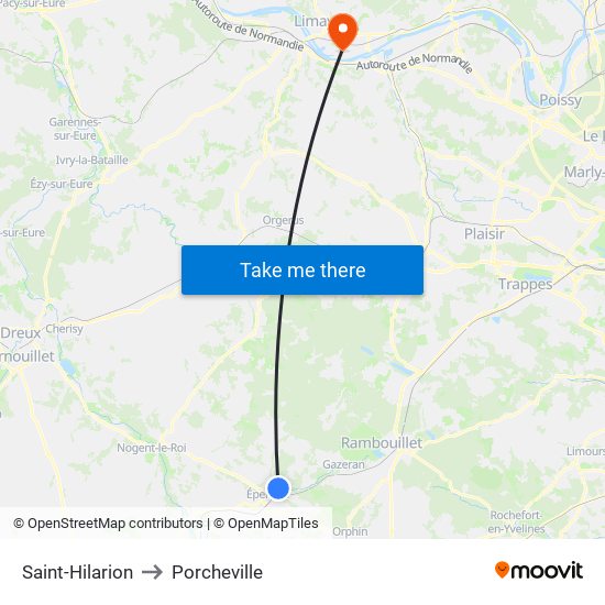 Saint-Hilarion to Porcheville map