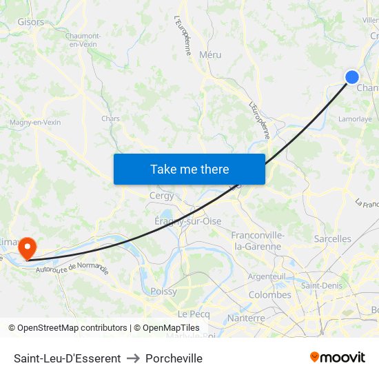 Saint-Leu-D'Esserent to Porcheville map